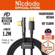 【1Yr Warranty】 MCDODO 90 Degree Transparent Fast Charging and Data Sync Cable L Type C CA 339 338 35