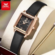 OPK Jam Tangan Perempuan Original Waterproof Quartz Leather Casual Vintage Black Watch Women 8177