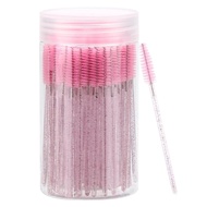 100 Pcs Disposable Mascara Wands, Crystal Eyebrow Spoolies Brush for Eyelash Extensions, Pink Lash B