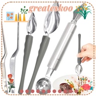GREATESKOO 5 Pcs Culinary Drawing Decorating Spoon Set, Stainless Steel Silver Culinary Drawing Spoo