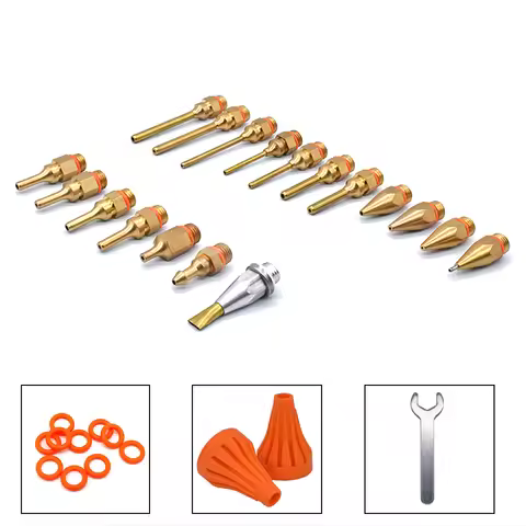 18Pcs/set Glue Gun Copper Nozzle Small-bore Long Short Large Diameter Hot Melt Glue Gun Accessories 