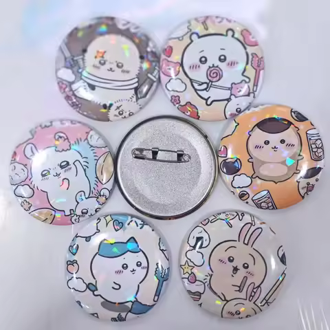 Chiikawa Cute Badge Double Flash Hachiware うさぎ USAGI ちいかわ Cartoon Animation Peripheral Badge Brooch 