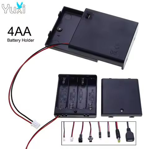 YuXi 1 Piece 4 Slot 6V AA Size Power Battery Holder Storage Case With Switch & Wire PH2.0/XH2.54/Dup