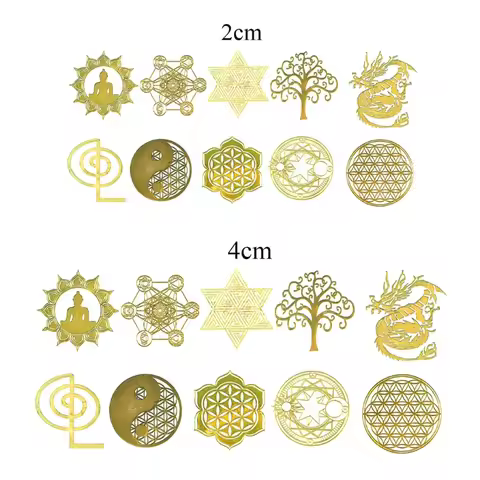 10Pc DIY 7 Chakra Copper Energy Tower Orgonite Sticker Flower Life Tree Pyramid Decor Epoxy Resin Fi