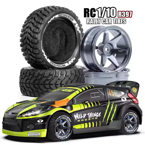 RS Red Spider 1/10 On-Road 75mm Rally Tires, TT01, Kyosho FW06, Tamiya XV01, Metal Wheel Rims R397