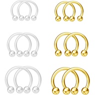 Cincin Septum Clear&Gold 16g 18g Cincin Hidung Septum untuk Wanita Lelaki Kit Cincin Septum Emas Hor