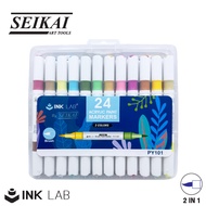 Seikai Inklab Acrylic Paint Marker Set I ชุดปากกาอะคริลิคมาร์คเกอร์ปลายพู่กัน 2 สีในแท่งเดียว S28