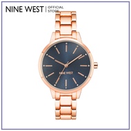 Nine West Rose Gold Metal Watch with Crystals NW2098NVRG