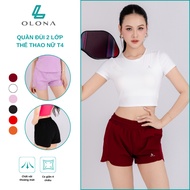 Women's 2-Layer Sports Shorts Gym Running Tennis Full Color Youthful Soft Material Dynamic Personali
