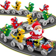 Dinosaur Toys Create A Dinosaur World Road Race-Flexible Track &amp; Santa Claus Car for 3 4 5 6 Year &amp; Up Old Boy Girls Gift