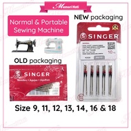 10pcs Singer #2020 Home Sewing Machine Needle Jarum Mesin Jahit Biasa Portable Size 9, 11, 12, 13, 14, 16, &amp; 18