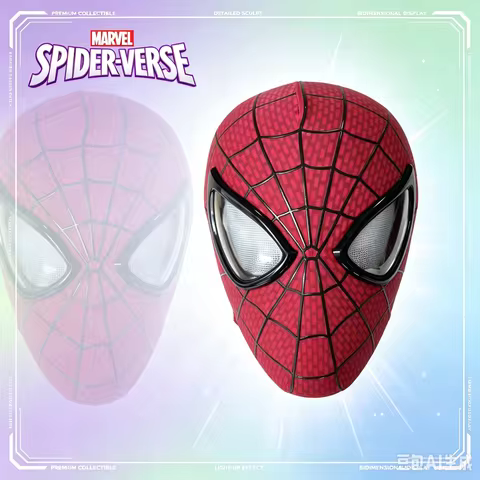 New The Amazing Spider-Man Black/Red Headgear Decor Toys Anime Figures Spider-Man Electronic Mask To