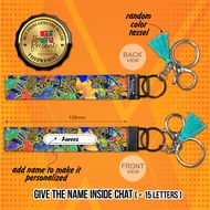 Wristlet Lanyard Keychain Printed Batik Design with Custom Name – Perfect Gift for Special Occasions