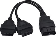 Duttek OBD II Splitter Y Cable 1FT/30cm, 16 Pin Male to Dual Female Adapter OBD2 Cable for Various V