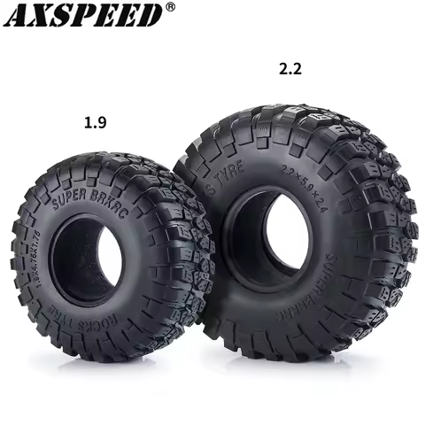 AXSPEED 1.9 2.2inch Wheel Tire Rubber Rock Tyres with Foam Inserts for 1/10 RC Crawler Axial SCX10 W