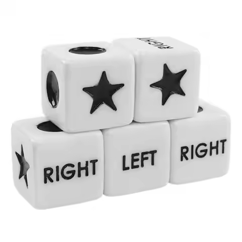 5Pcs Left Right Center Dice Six Sided 16mm Standard Size Acrylic Dice Easy to Grip Game Dice Games A