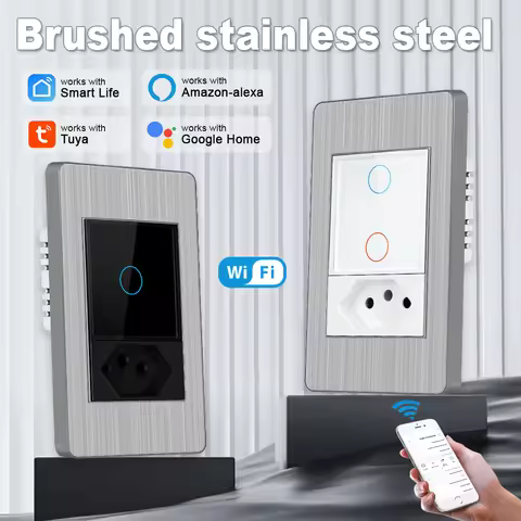 SRAN Tuya Smart Wifi Light Switch and not wifi Wall Brazil Socket Outlet Touch Sensor Stainless stee