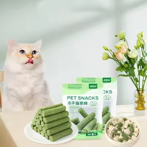 Dried Cat Grass Stick, Cat Hair Removal Ball, Gentle Grooming Cat Snacks, Cat Grass Grinding Stick, 