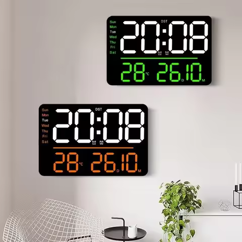 D8KF Digital Clocks Wall Clock Date/Week/Temperature Display 2 Alarm Clocks Contemporary Bedroom Ala