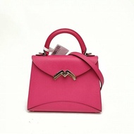 MOYNAT Gabrielle小號21紫紅色牛皮革銀扣肩背包