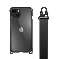 MAGEASY iPhone 14 6.1吋Odyssey+超軍規防摔掛繩手機殼/ 金屬黑+神秘黑掛繩