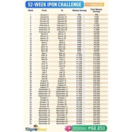 52-Week Ipon Challenge for SINGLE (CHART ONLY) glossy 115gsm photo paper