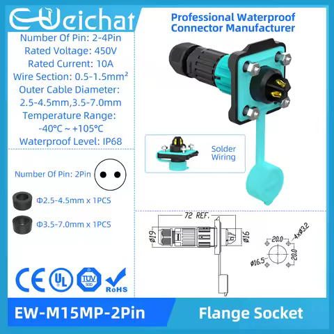 M15-M28 Waterproof Connector IP68 Circular Aviation Electrical Connector Rotary Unlocking Flange Soc