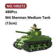 ✨M4 Sherman Medium Tank WW2 Building Blocks 480 Pcs QUANGUAN Tank Bricks Toy Set Assembly Model