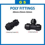 HDPE Poly Fitting Poly Pipe Connector 20mm 25mm 32mm Reducing Tee Reducing Coupler Reducing Socket