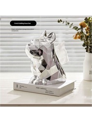 創意法國鬥牛犬電鍍紙巾盒;客廳咖啡桌子奢華濕紙巾盒;高端裝飾品