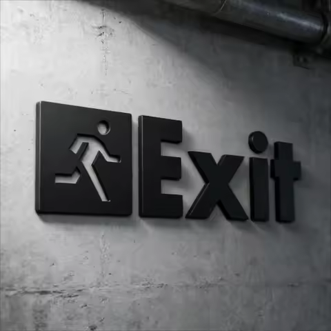 Exit Symbol Sign - Acrylic 3D Laser-Cut Self-Adhesive Door Decor Christmas New Year Gift