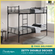 Full Metal Double Decker Bunk Bed Black Single Size Suitable for Kids Flexidesignx ZETTY