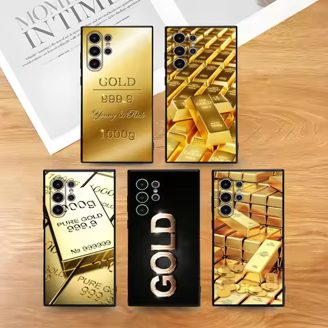 Classic Luxury gold bar Cool Phone Case For Samsung Galaxy S25 S24 S22 S23 Ultra S21 S20 Plus 5G Fro