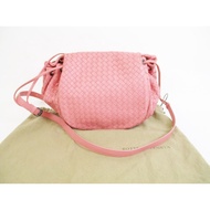 Authentic BOTTEGA VENETA Intrecciato Leather Pink Crossbody Bag Purse Pre-owned #5512