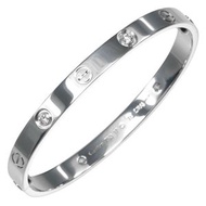 Pre-owned Cartier Love Bracelet, Classic Model #17, 18K White Gold with Diamonds, Approx. 32.5g, Wom