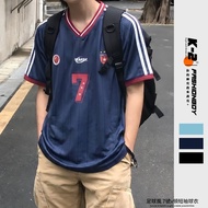 [K-2] Football Style No. 7 V-Neck Short-Sleeved Jersey Top Short T Wear Unique Men Women Unrestricte