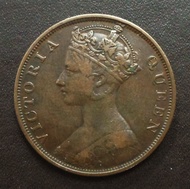 香港 維多利亞女皇 一仙 - 1866 大銅仙