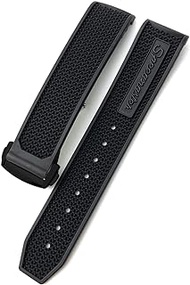 GANYUU For Omega Speedmaster Watch Strap Stainless Steel Deployment Buckle 20mm 21mm 22mm Rubber Silicone Watchband (Color : Black black black, Size : 20mm)