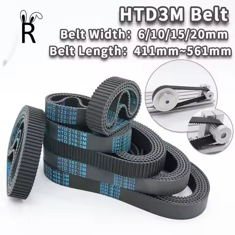 HTD3M Timing Belt Length 411mm to 561mm 3M Belt Width 6mm Synchronous Belt 20mm 3M Closed Loop Rubbe