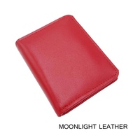 กระเป๋าสตางค์หนังวัวแท้ ทรงตั้งขนาดเล็กกระทัดรัด แบรนด์ Moonlight รุ่น Eric สีแดง สวย ทน เบาบาง พร้อมกล่องเป็นของขวัญได้