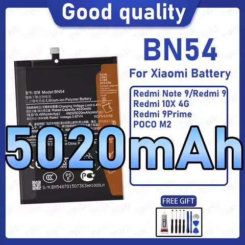 BN54 Large capacity Battery For Xiaomi Redmi Note 9/Redmi 9/Redmi 10X 4G/Redmi 9 Prime Batteries New