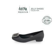 POLO CLUB  รองเท้ายาง  รุ่น P1906 สีดำ | รองเท้าคัทชูผู้หญิง รองเท้าหัวมน รองเท้าส้นเตี้ย ส้นสูง0.5นิ้ว  รองเท้าทำงานผู้หญิง