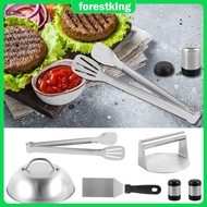 6Pcs Smash Burger Kit with Lid Griddle Spatula 5.5 Inch Stainless Steel Burger Press Non-Stick Burge