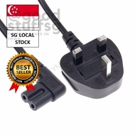 [SG FREE ] UK British 3-prong to Figure 8 C7 Right Angled Singapore Malaysia AC Power Cord Cable Lea