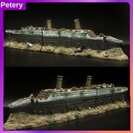 Petery Resin Decorations Titanic Wreckage Ship Cruises 38cm Long Aquarium Fish Tank Ornament Decoration Landscape Decor
