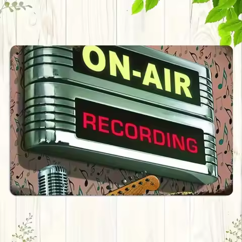 Vintage Music Studio Wall Art - Retro "ON-AIR" & "RECORDING" Metal Sign, 7.87x11.81 Inches, Ideal fo