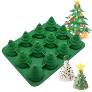 【Brighthor】3D Christmas Tree Silicone Mould Xmas Tree Pan Silicone Mould For Cake Baking 12 In 1 Mou