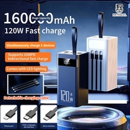 Powerbank 160000mAH 120W Super Fast Charge With 3 Cable Power Bank LED Display Big Battery Fast Char