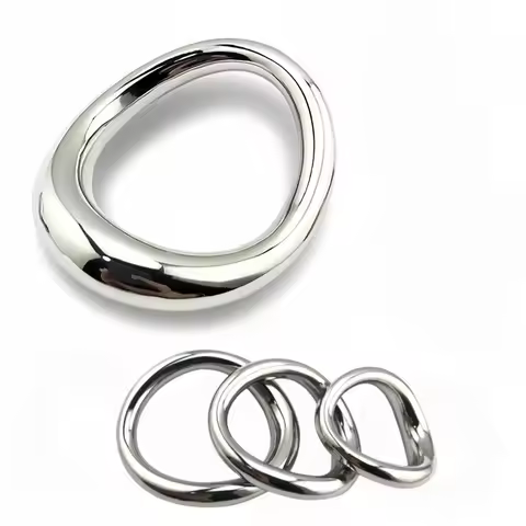 Heavy Duty Stainless Steel Cock Ring Curved Scrotum Stretcher Mobius Metal Ball Weight Stamina Delay