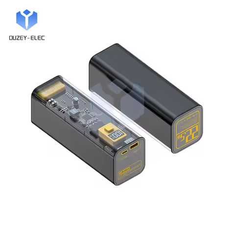 DIY 40000mAh Mobile Power 22.5W Power Bank Fast Charge Input/Output Transparent Battery Case Mobile 